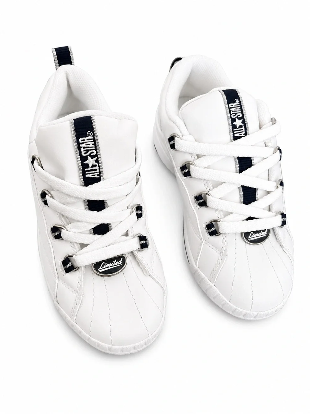 Kids Converse All-Star White Leather Lace-Up Sneakers